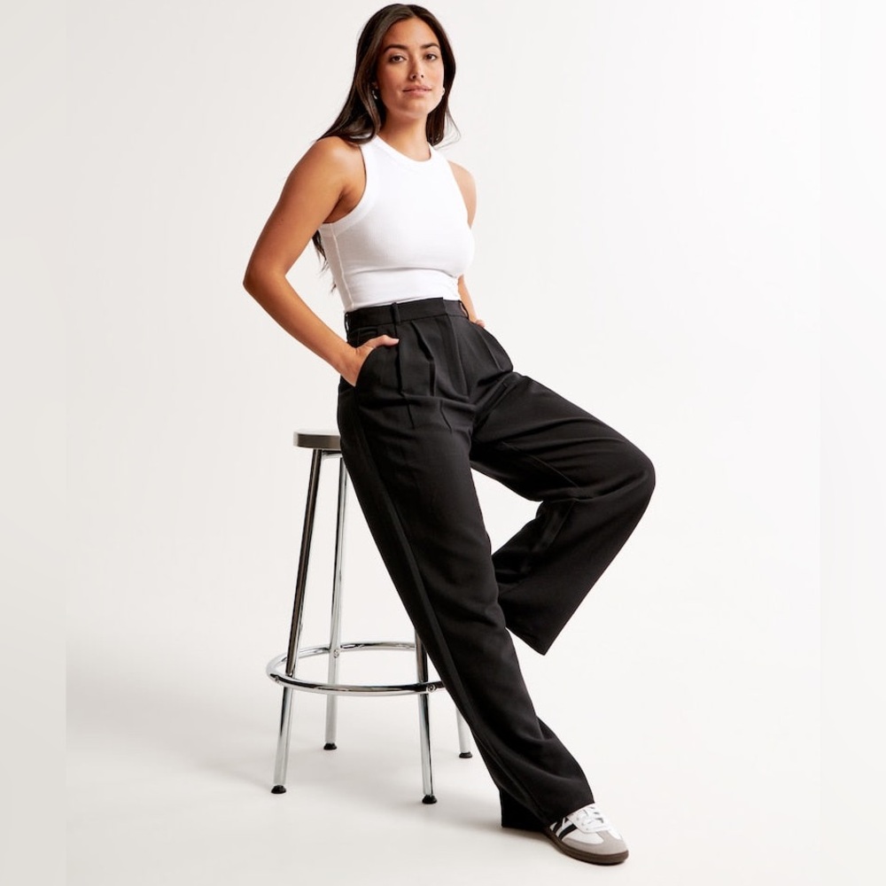 DAISY GRACE Black Wide-Leg Tailored Pants high rise trousers Medium